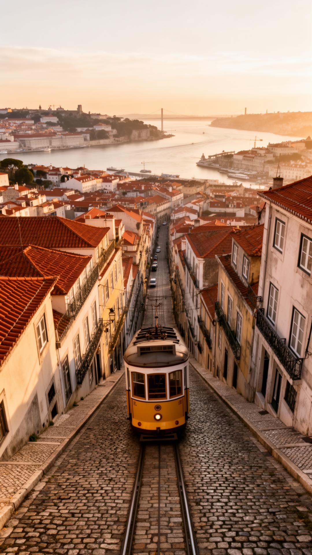 Lisboa ao entardecer — vista panorâmica sobre o Tejo